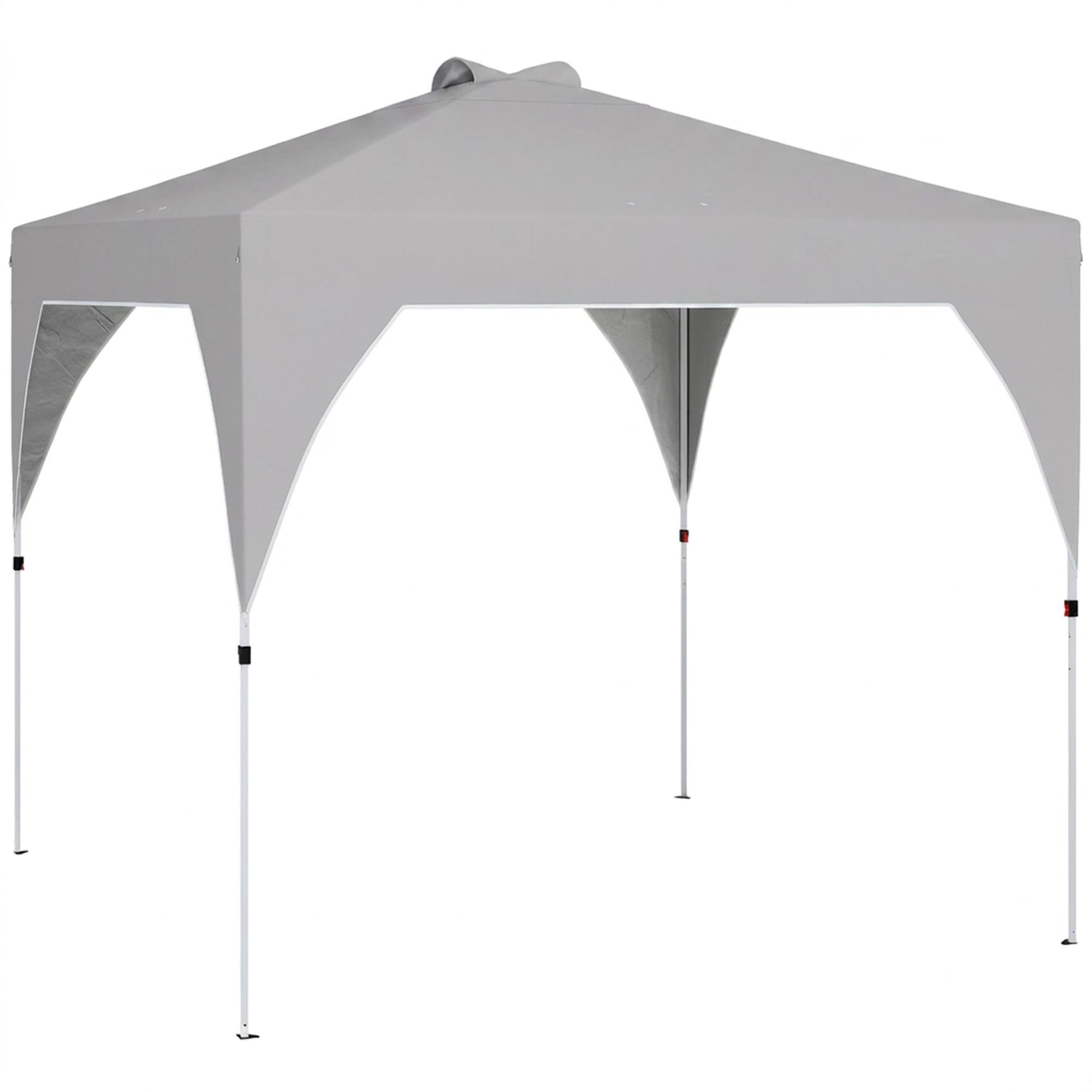 Outsunny Gazebo Pieghevole 3x3m Pop Up con Pulsante Centrale Grigio Scuro | Facile da Montare, Gazebo da Giardino, Altezza Regolabile, Prese d'Aria, Sacchi di Sabbia, Borsa, UV50+, Feste Esterno