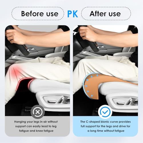 Image of FLORICH Car Seat Extender Leg Extender Support Cushion for Driver Seats Office Chair, Leather Carseat Leg Support for Long Drivers Universal Car Seat Cushion Legs Rest Pads-Beige Brown