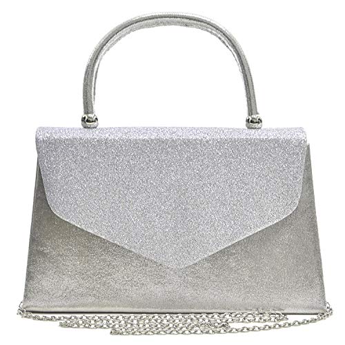 Dasein Women's Evening Bags Formal Party Clutches Wedding Purses Cocktail Prom Handbags with Frosted Glittering (Silver)