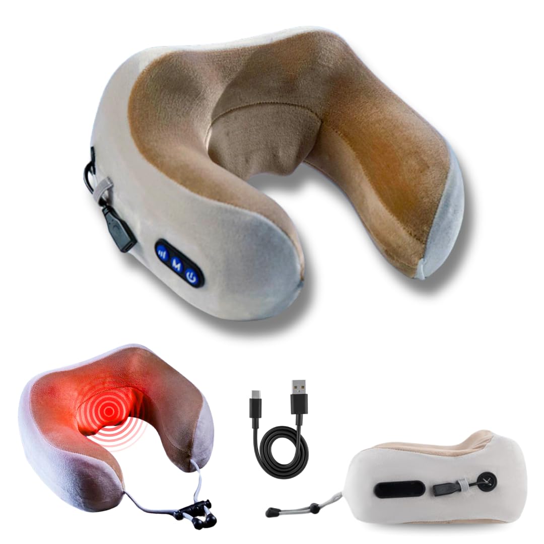 Wellprime Miracle Neck Massager, 3 Modes, Vibration + Massage, Relaxes Muscles and Relieves Neck Pain, Electric Massager, Official Warranty + Support Post Sale