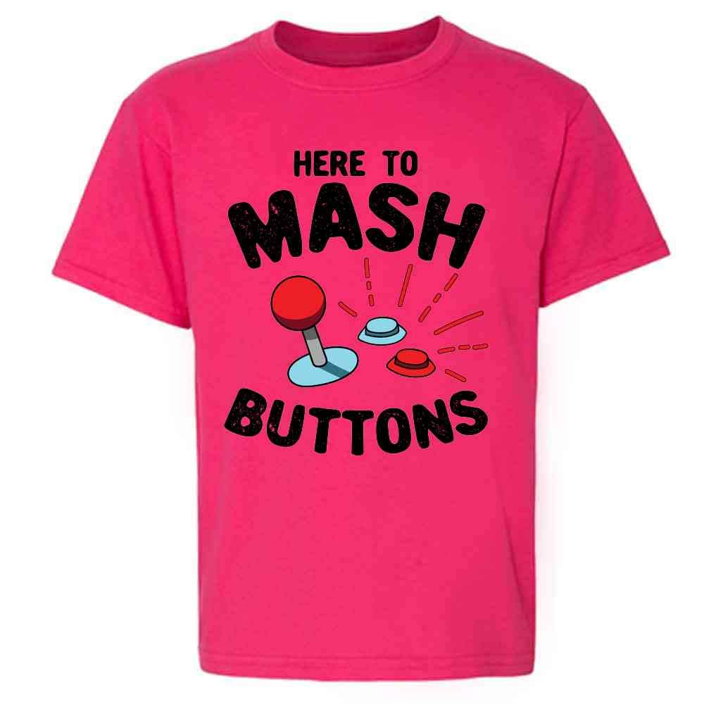 Pop Threads Here to Mash Buttons Gamer Video Games Baby Toddler Kids Girl Boy T-Shirt