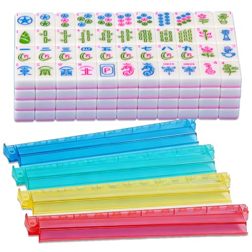 Set de Mahjong Americano Rosa con 166 Fichas y 4 Racks