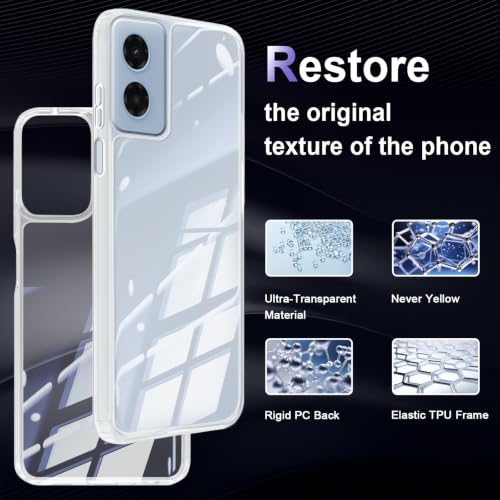 Image of Case for Motorola Moto G Play 2024, Military Grade Drop Protection Phone Case, Yellowing Resistant, Anti-Scratch Hard PC Back, Shockproof Hard Ultra-Thin Protective Cover, Clear