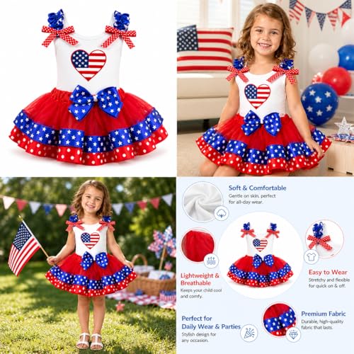 Image of Petitebella USA Heart Shirt Petal Skirt Outfit Nb-8y