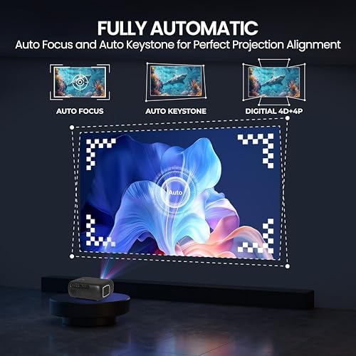 Image of E Gate K9 Pro-Max 7X + FTS Automatic Projector with Certified Netflix, Prime | 700 ISO Lumens | Full HD 1080p Native | Auto (Focus + Keystone) | 2 HDMI, 2 USB, Dual WiFi & BT | Egate