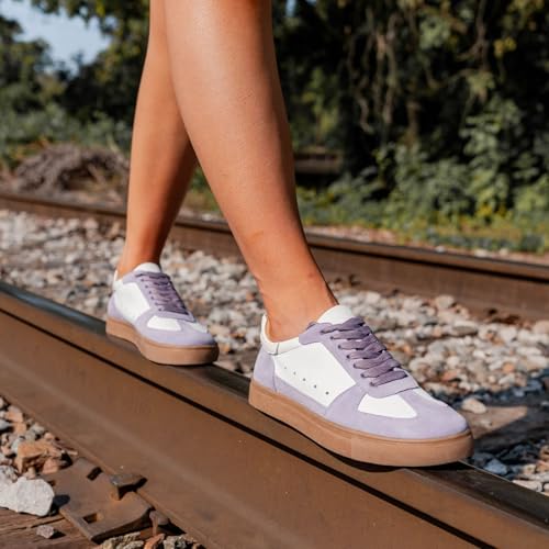 Maker's Shoes - Katie 1 Women Casual Suede Leather Sneakers, Fashion Shoes, Color Block Design, Gum Sole4