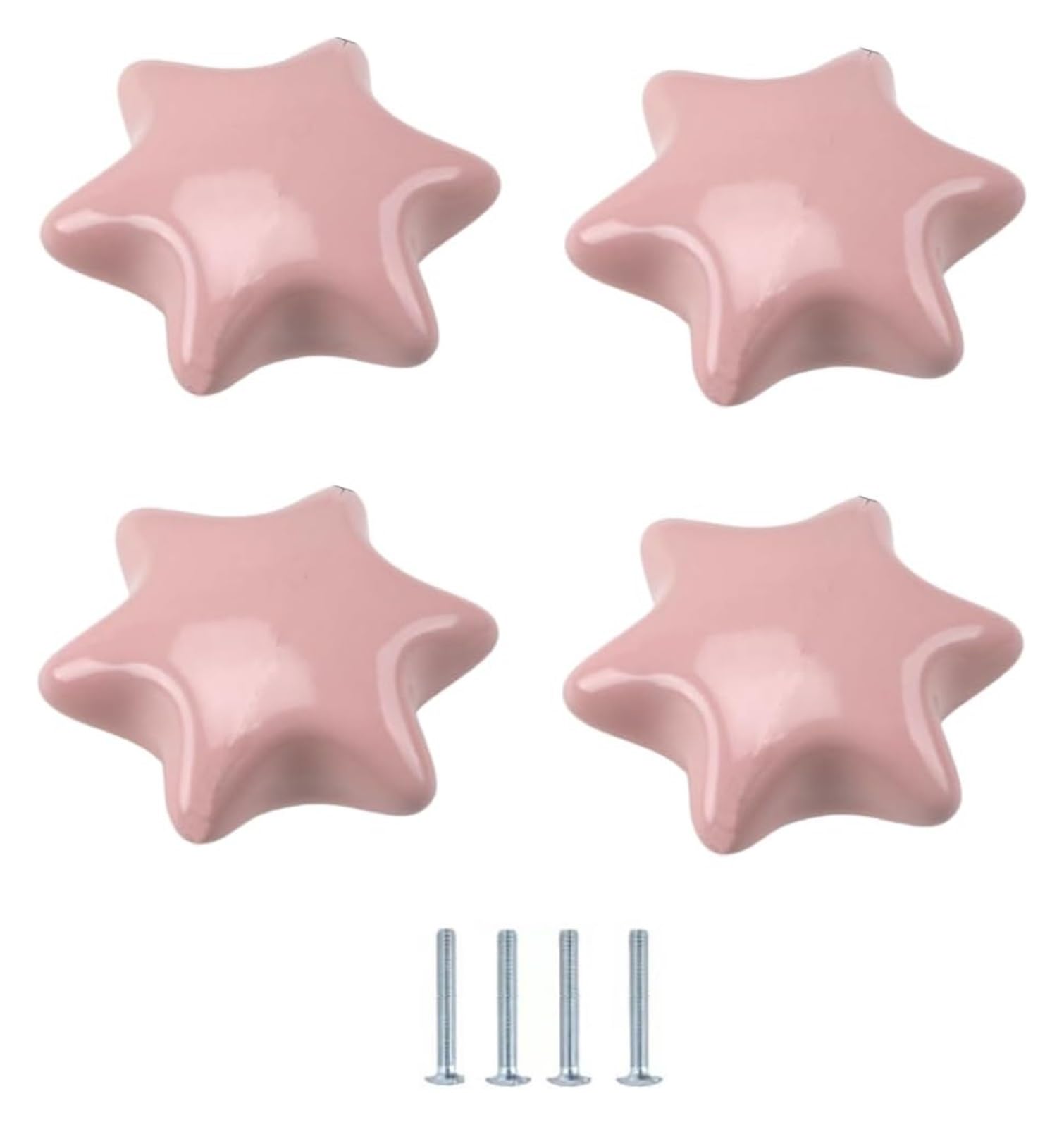 ENmrfvkz Ceramic Cupboard Drawer Handle Knobs, Ceramic Cabinet Door Knobs Multicolor Multiple Sizes(Pink Hexagonal Star)