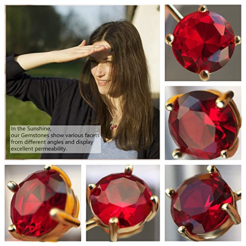 VONSSY Red Cherry Pendant Necklace Created-Ruby Flower Fruit Selected Cubic Zirconia Jewelry Gift for Woman Wife3