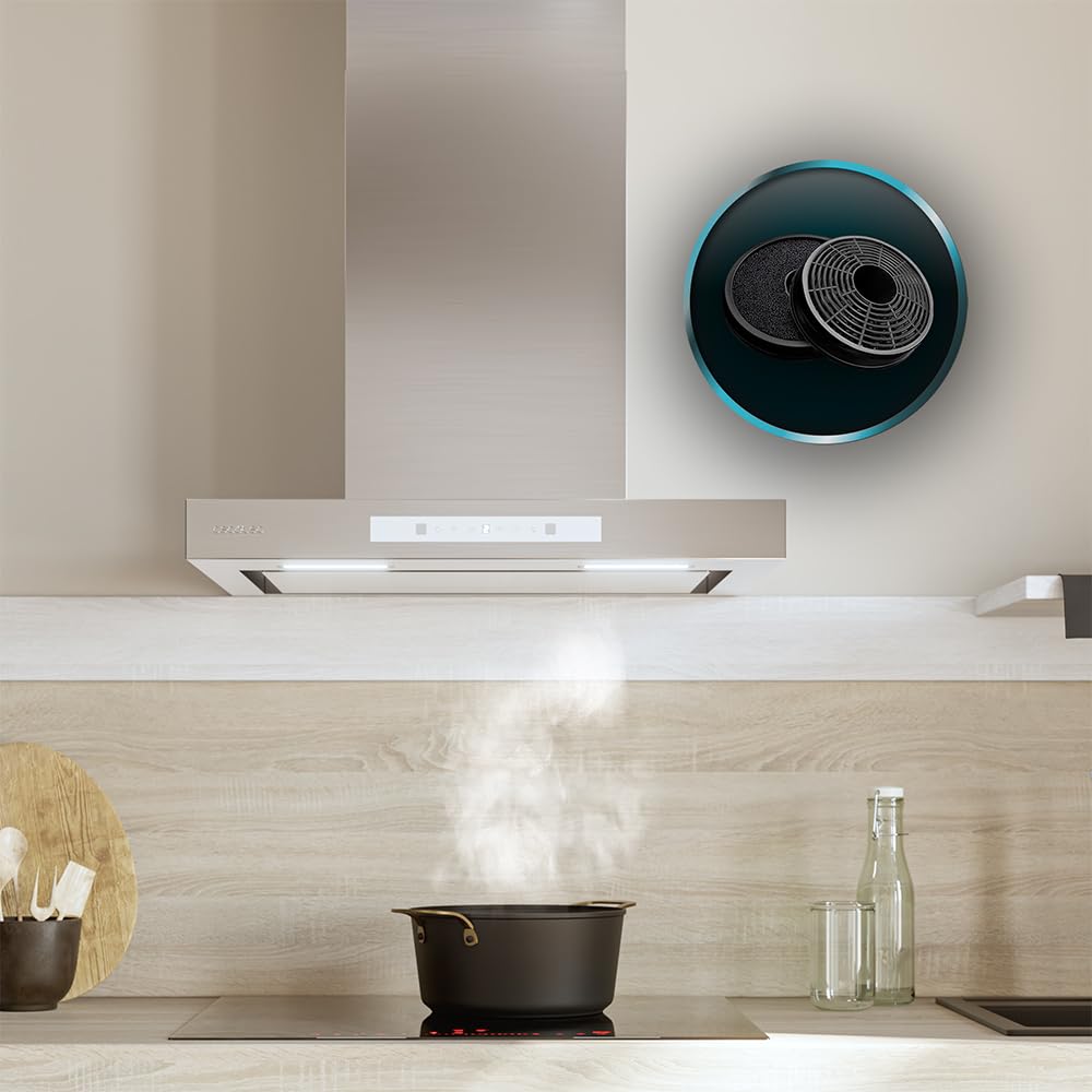 Cecotec Campana Extractora 60cm Tipo T Bolero Flux Tt 608000 Slim Glass White A++. Acabado Acero Inox Succión 800M3/H, Bajo Consumo, Display Táctil, Filtro Carbono, Hand Movement Control