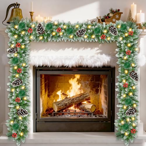 Christmas Garland with Lights 9 FT Artificial Christmas Garland 250...