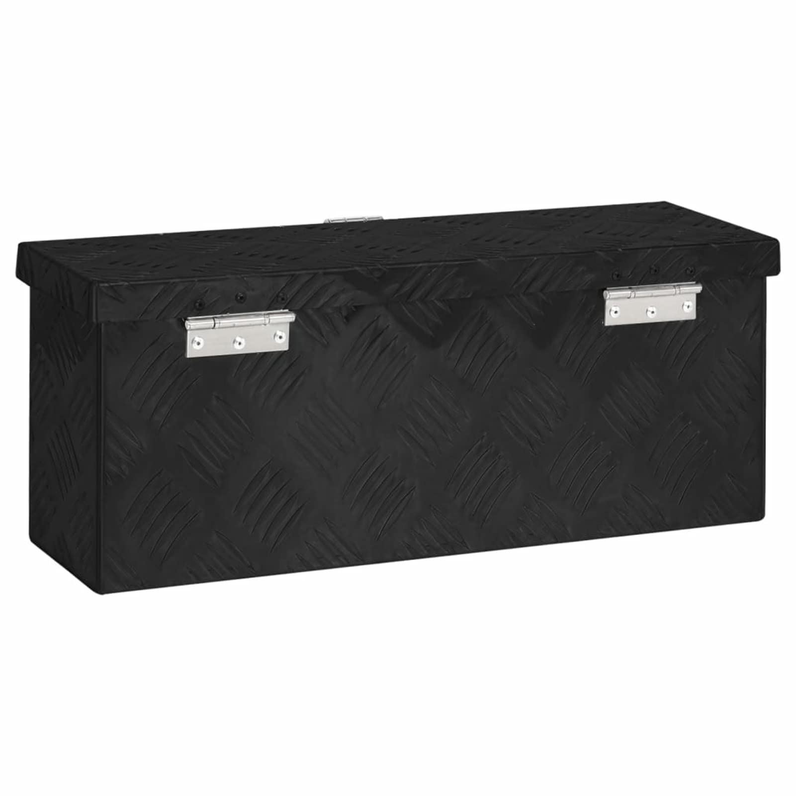 Homgoday Caja de almacenamiento, caja de almacenamiento para pasillo, cofre de remolque, organizador de herramientas con tapa, caja de herramientas con bloqueo, caja de camión, color negro, 50 x 15 x
