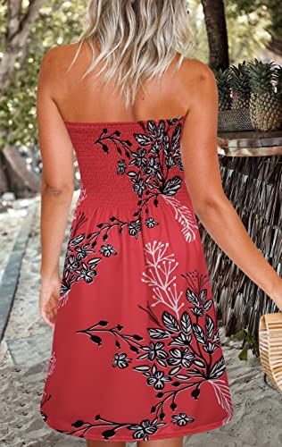 Image of Zyyfly Womens Summer Beach Dresses Strapless Cover Ups Dress Tube Top Sundresses