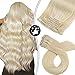 Moresoo Blonde Clip in Hair Extensions Seamless Human Hair Clip in Extensions 20inch #60 Platinum Blonde Hair Extensions Clip in Human Hair Real Hair Invisible Weft 7pcs 100g