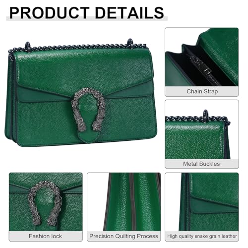 TRBSXRT Satchel Purse for Women - Vintage Lychee Pattern Chain Crossbody Bag Leather Shoulder Handbags Square Satchel Purse3