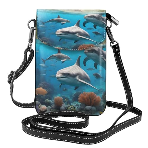 Petit sac bandoulière réglable dauphins pour smartphone en balade estivale