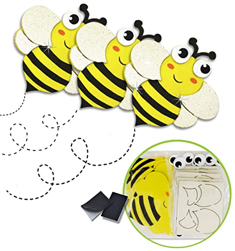 Spring Crafts for Kids Bees for Crafts Foam Stickers Arts and Crafts for Kids Bee Magnets Craft Bees Foam Craft Kits for Kids Glitter Spring Bug Stickers Craft Kits for Kids Easter Crafts for Kids 12