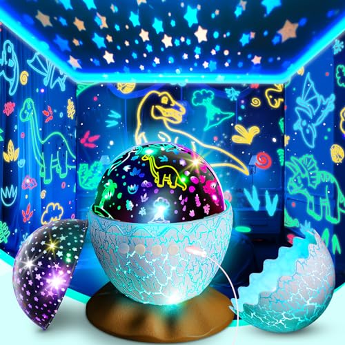 【Design unico della fessura del guscio d'uovo】Il design unico con un cielo stellato da sogno e un disegno di dinosauri permette ai bambini di familiarizzare con il mondo delle stelle e dei dinosauri. Li aiuta a entrare in contatto con la natura e a capire meglio gli animali. Inoltre, stimola l'immaginazione e soddisfa la curiosità dei bambini. È un giocattolo fantastico per i bambini di 2 3 4 5 6 7 8 anni.