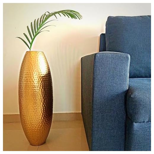 TRENDING DECOR Hammered Gold Metal Floor Vase Tall Decorative Vase for Living Room/Home Decor- 24 inch
