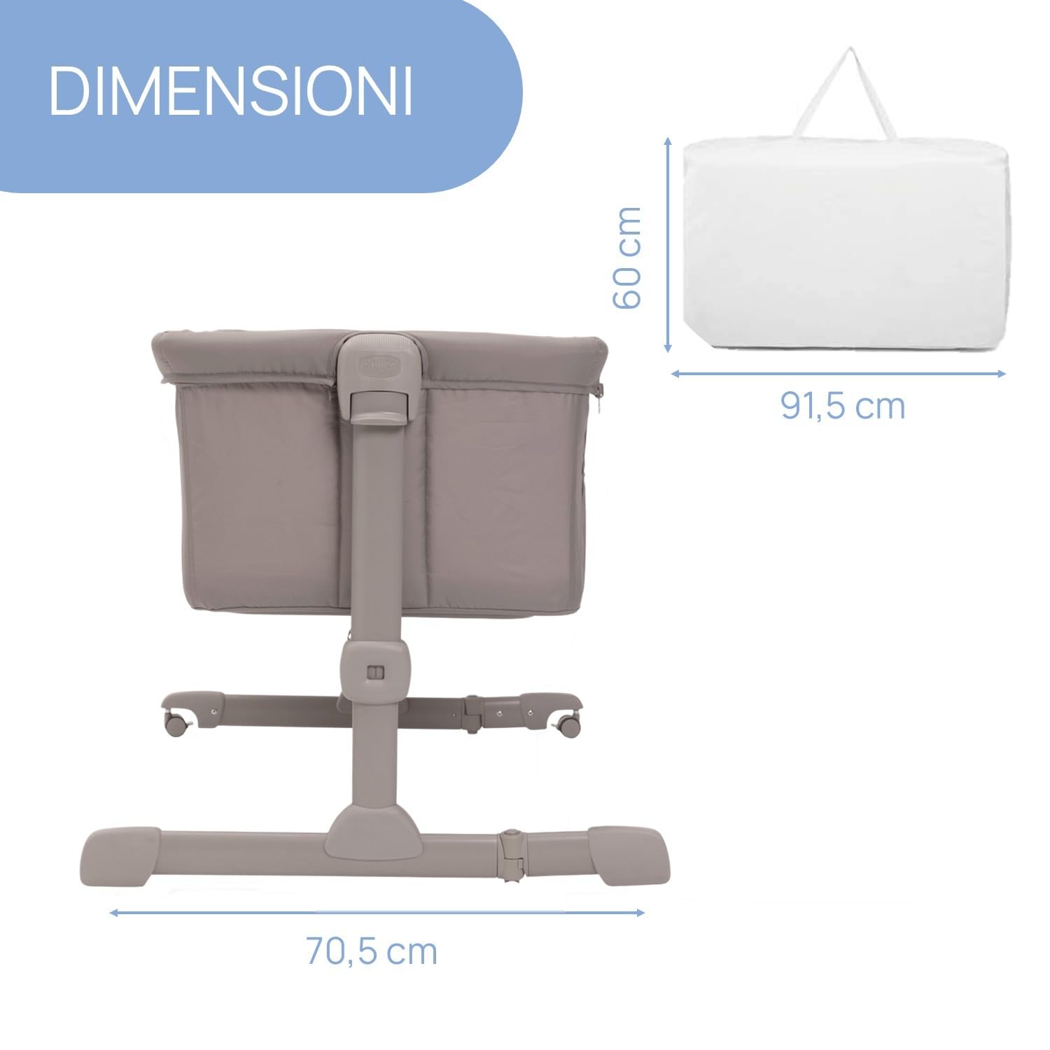 Chicco Next2Me Essential Culla Neonato Fianco Letto, Culla Co-Sleeping, Compatibile con Diversi Letti, Altezza Regolabile, Buona Circolazione dell'Aria, Materasso e Borsa inclusi, 0-6 Mesi, Beige