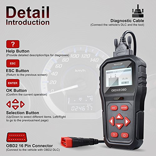 OBD2 Scanner, SEEKONE SK819 Universal Car Code Reader Professional Vehicle Diagnostic Tool Auto Check Engine Light Scan Tool for All OBDII Protocol Cars Since 1996 - Thumbnail 7