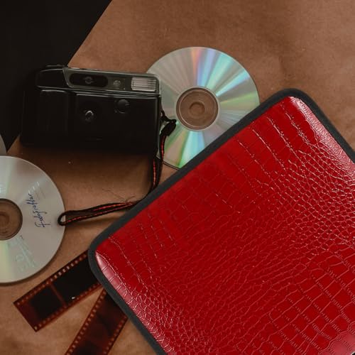 Bolsa para guardar CD resistente en PU rojo estuche protector anticaídas de gran capacidad 4