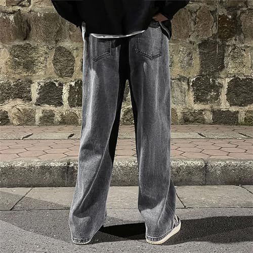 Men's Casual High Waist Straight Jeans Loose Wide Leg Jeans with Pockets with Pockets4