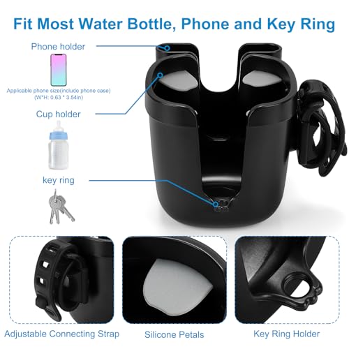 Image of Accmor Stroller Cup Holder, Universal Cup Holder for Walker Wheelchair Bike | 360 Rotatable Attachment Accessories for Uppababy Nuna Doona Strollers Scooter