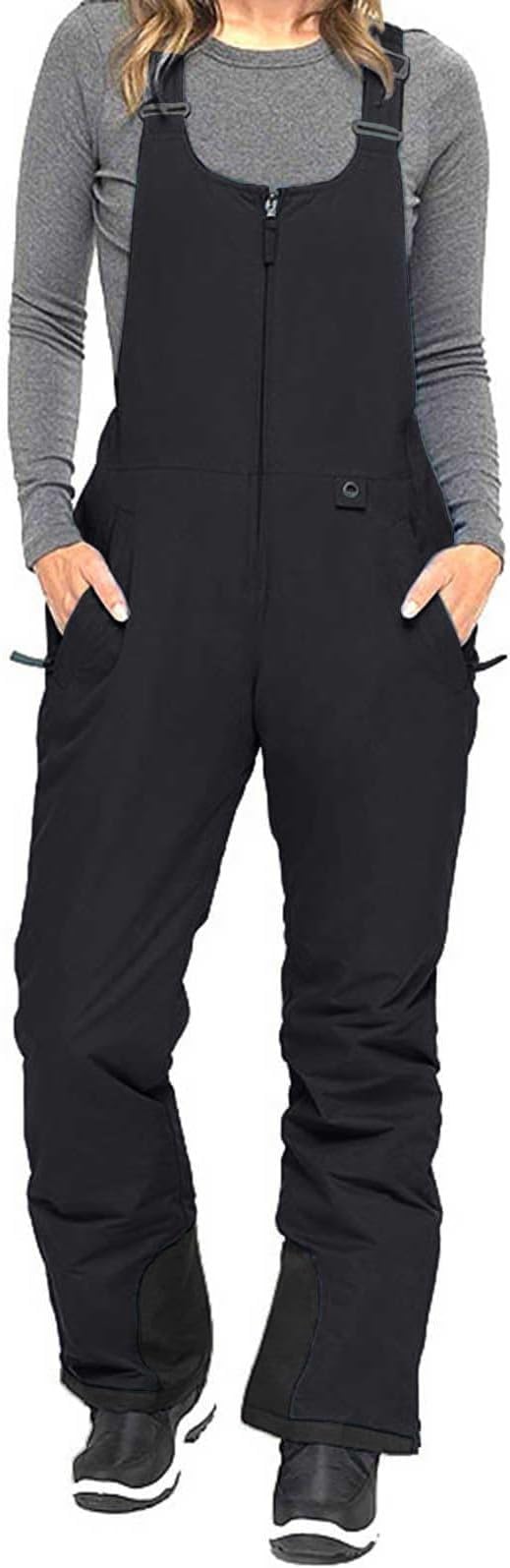 Skihose Damen Wasserdicht Schneehose Winddicht Snowboardhose Für Frauen Warm Skioverall Hosenträgerhose mit Verstellbarer Leicht Latzhose Mode Softshellhose Overall Skianzug Funktionshose Outdoorhose