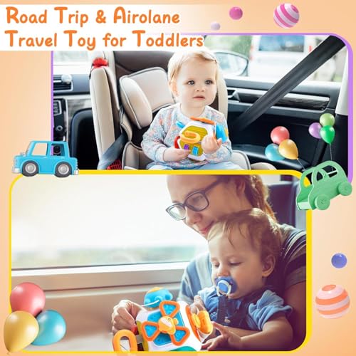 Image of TEC TAVAKKAL 10 in 1 Activity Busy Cube Board Learning Toys Montessori Sensory Toy Toddler 1-3 Infant Car Seat Plane Travel Kids Educational Activity Cube Toy (Activity Cube RT1602)