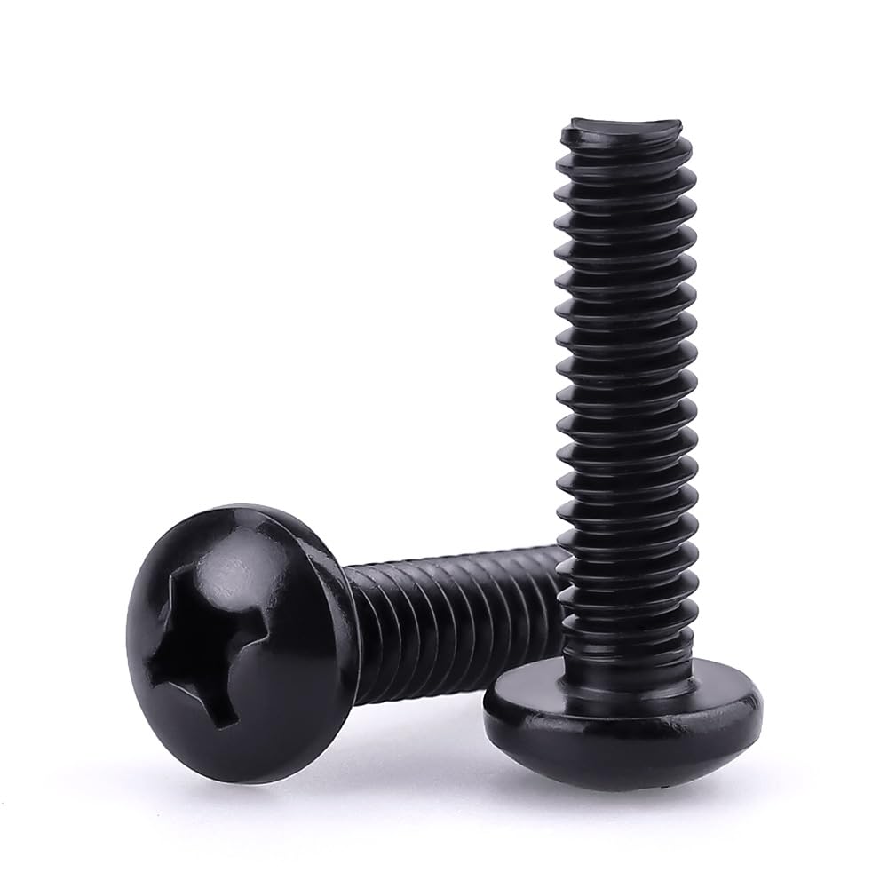 #6-32 x 1 Pan Head Machine Screws Black, Phillips Drive, 304 Stainless Steel 18-8, Black Oxide Coated Finish, Corrosion Resistant Round Head Machine Screws, Full Thread, Coarse Thread, 100 PCS