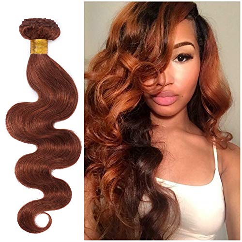 Benehair Human Hair Bundle Body Wave Sew in 20 inches 1 Bundle 100g Dark Auburn Remy Hair Weave for Afro American Women #33 20" Brazilian Hair Weft Extension