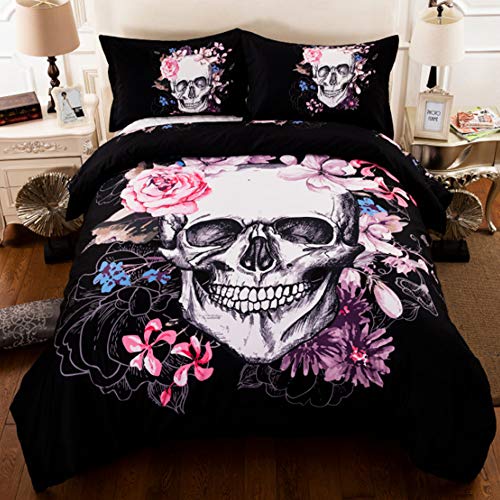 Treer Juego de Ropa de Cama 150/160cm/200X200cm Cráneo 3D Novedad Estampado Animal...