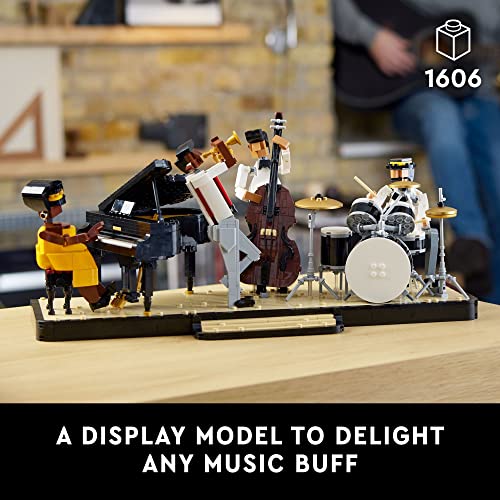 Ideas Jazz Quartet 21334 - Blocchi da costruzione con 4 personaggi musicisti di band, include pianoforte, contrabbasso, tromba e batteria - ottimo display - Lego - Immagine 1