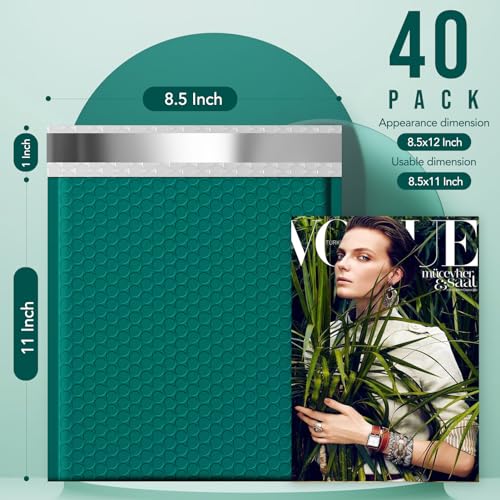 Image of Fuxury Thick Bubble Mailers 8.5x12 inch 40 Pack Large Bubble Envelopes Opaque Cushioning Mailer for Small Business Mailing Books Clothes Makeup Supplies Forest Green #2