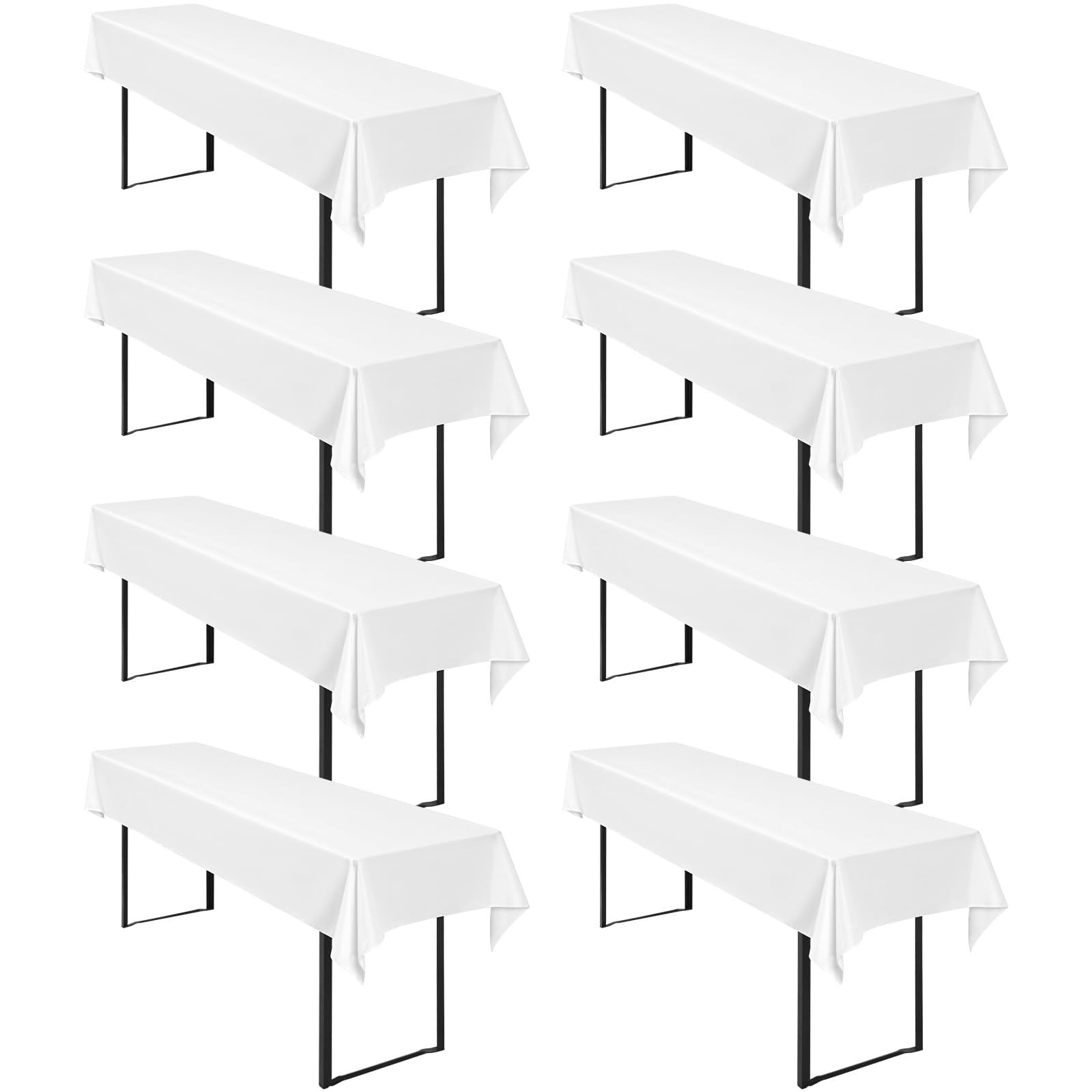 Pesonlook Paquete de 8 manteles de mesa de cerveza, color blanco, mantel universal para mesa de cerveza de 50 cm y 70 cm, mantel rectangular de poliéster lavable para fiestas al aire libre o banquetes