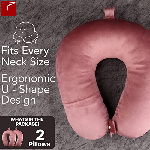 Image of Trajectory Supercomfy Rose Neck Pillow Rest Cushion(Pack of 2) for Travel in Flight car Train Airplane with 2 Years Warranty for Sleeping for Men and Women