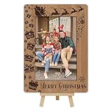 OXRUN Christmas Gifts for Women Men Friends, Merry Christmas Picture Frame, 4x6 Santa, Reindeer Photo Frames with Easel for Tabletop Display Photo Insert - I01