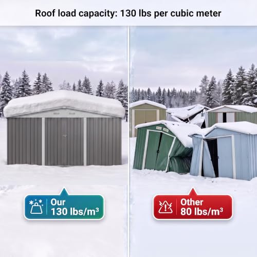 Image of Patiowell 14x12 FT Outdoor Storage Shed, Large Metal Sheds, Gray
