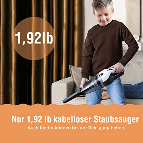 NeriMamts Handstofzuiger accu zonder zak, 2600 mAh tafelstofzuiger mini auto stofzuiger draadloze hand, dierenharen autostofzuiger voor thuis op de bank 30 min lange looptijd accuzuiger - Image 3