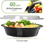 [60 Pack] Meal Prep Containers with Lids | Microwavable Dishwasher & Freezer Safe | Reusable Stackable Lunch Containers | 24oz | Bento Boxes | Food Storage Containers BPA Free