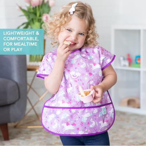 Bumkins Junior Bib, Waterproof Fabric, Unicorns & Watercolor, 2-pack4