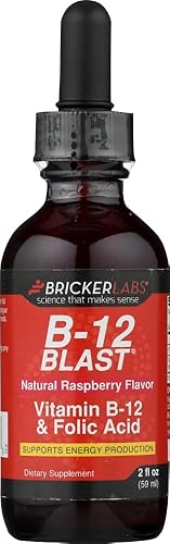Bricker Labs B-12 Blast, frambuesa, 2 onzas (paquete de 2) la imagen puede variar