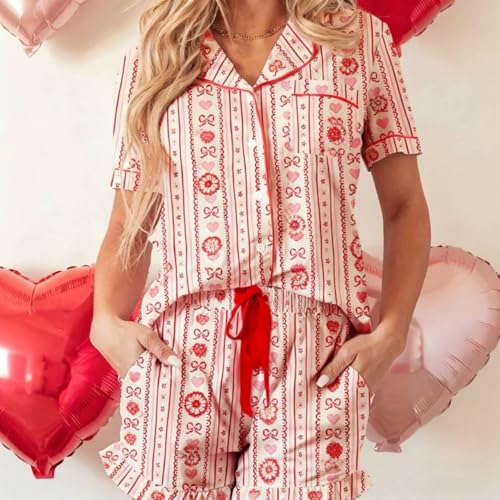 Image of KevaMolly Women Novelty Knotted Candy Cane Christmas Pajama Set