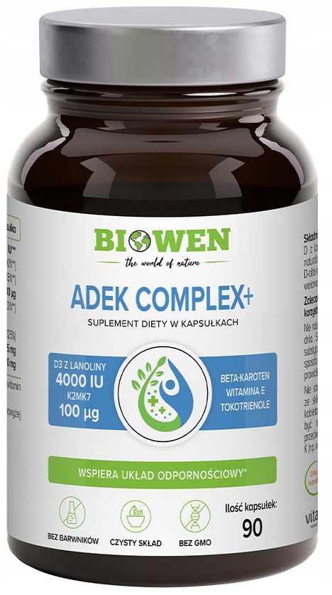 Biowen Suplement Diety ADEK Complex+ Witamina A D E K Odporność 90 Kapsułek