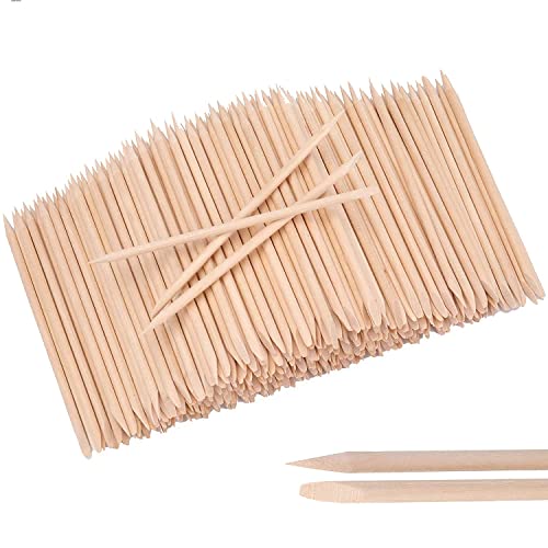 Image of THR3E STROKES 500 Pcs Orange Wood Nail Sticks Double Sided Multi Functional Cuticle Pusher Remover Manicure Pedicure Tool for Manicure Pedicure (500)