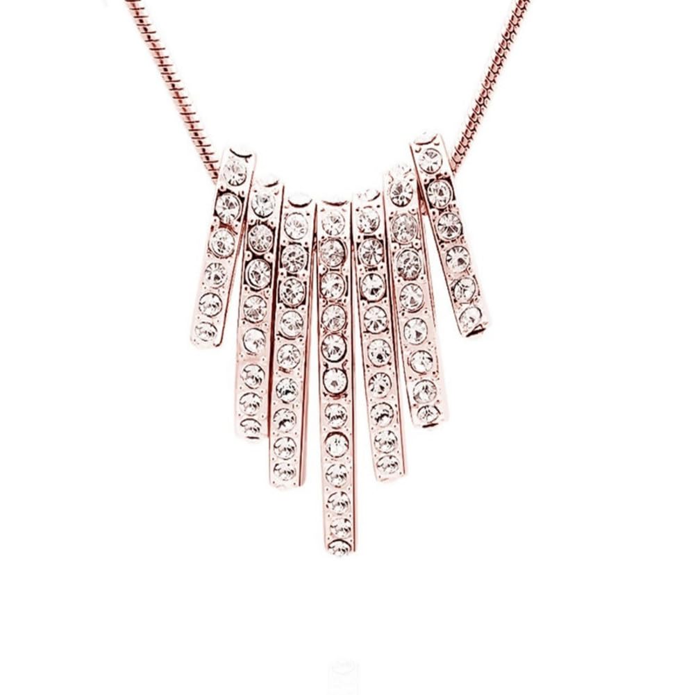 Necklace 'Seven Ovals', adorned with sparkling crystals, Colour: 18 k rosegold