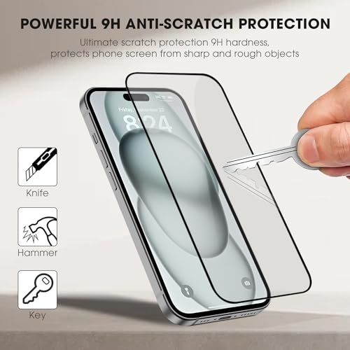 Image of GRIPP 3D Japanese Tempered Glass Screen Protector for iPhone 15 Pro (6.1 inch), 3D Curved Edges, Scratch-Resistant, 9H Hardness, Full Coverage, Bubble Free