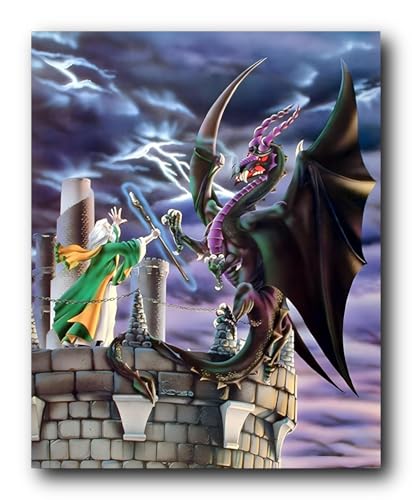 Storm Warning Dragon Wizard Fantasy Wall Decor Art Print Poster (16x20)