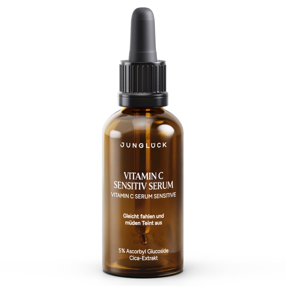 JUNGLÜCK Vitamin C Serum Gesicht Sensitiv - Anti Aging Serum gegen Pigmentflecken, Rötungen und Augenringe - Gesichtsserum mildert feine falten und schützt vor lichtbedingter Hautalterung