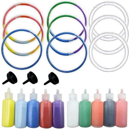 JMZLLRX Sand Art Kits, 50 Pz Pulseras de Arena Transparentes, 10 Botellas de Arena de Colores, 3 Pz Embudo Pequeño para Pulseras de Bricolaje, Fiesta de Regalos Suministros